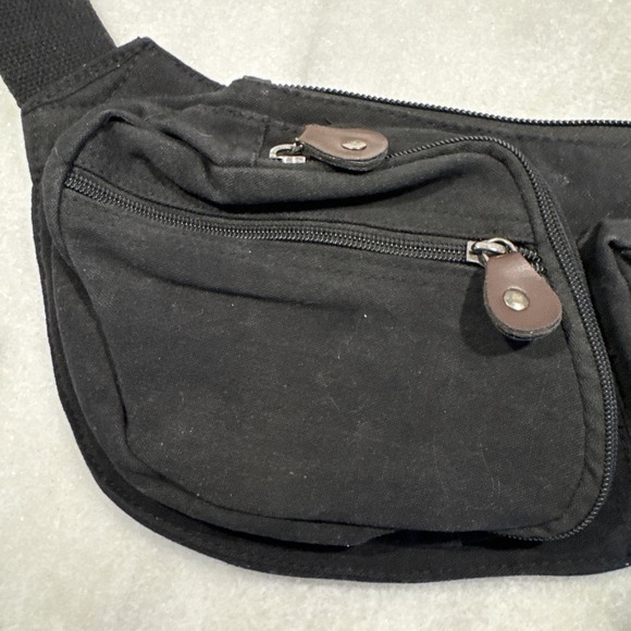Urban Outfitters Rotcho Canvas Crossbody Bag Black Solid‎ Cotton - Picture 2 of 12